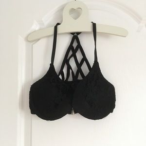 lace cross back push up bra